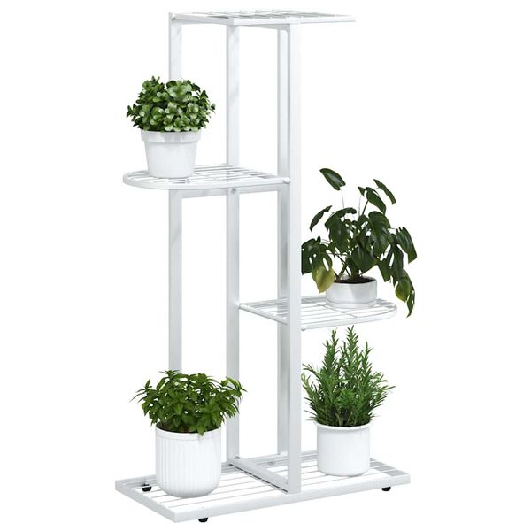 vidaXL 4-Floor Flower Stand 43x22x76 cm White Metal