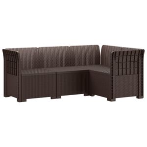 vidaXL 4-Seater Garden Sofa Rattan Look PP Brown