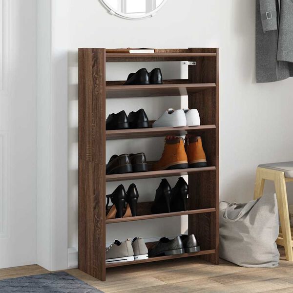 vidaXL Shoe Rack Brown Oak 60x25x100 cm Engineered Wood
