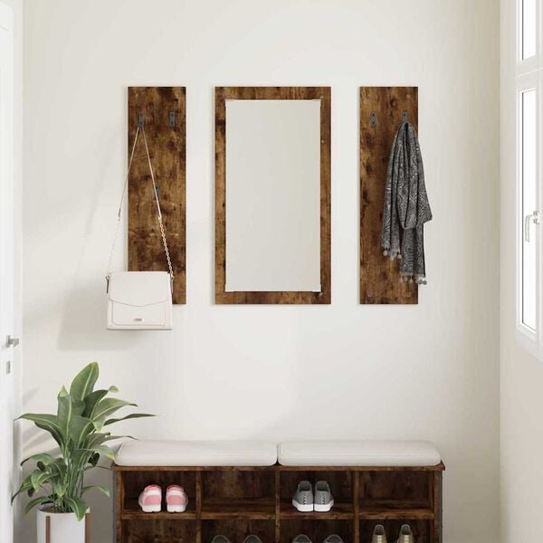 vidaXL Wall-Mounted Coat Rack Wall-mounted Smoked Oak 96 x 1.5 x 90 cm