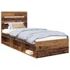 vidaXL Bed Frame with Headboard Old Wood 90 x 200 cm Solid Pine Wood