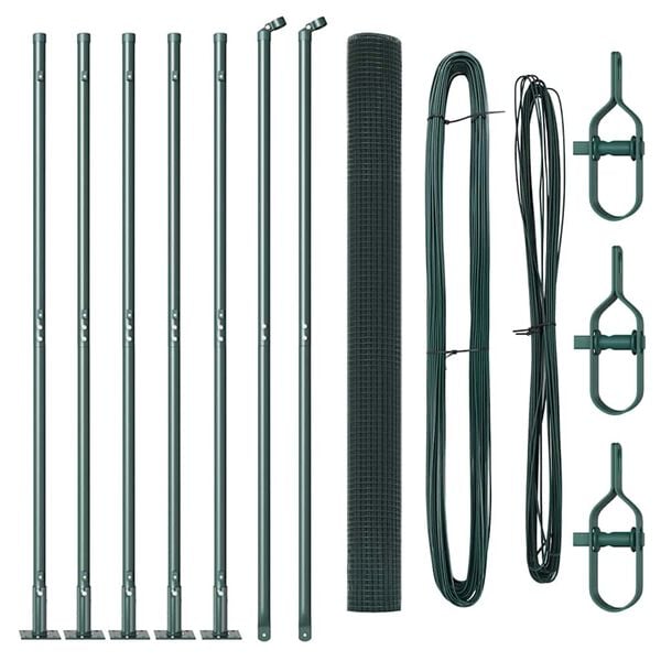 vidaXL Fence Post Green 10 x 1.4 m (16 x 16 mm mesh) Steel and PVC