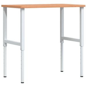 vidaXL Workbench 100x60x(71.5-98) cm Solid Wood Beech Rectangular