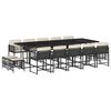vidaXL 15 Piece Garden Dining Set with Cushions Black Poly Rattan