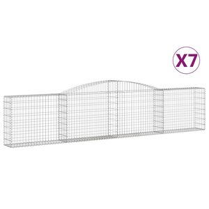 vidaXL Arched Gabion Baskets 7 pcs 400x30x80/100 cm Galvanised Iron