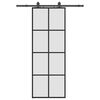 vidaXL Sliding Door with Hardware Set Black 76x205 cm ESG Glass
