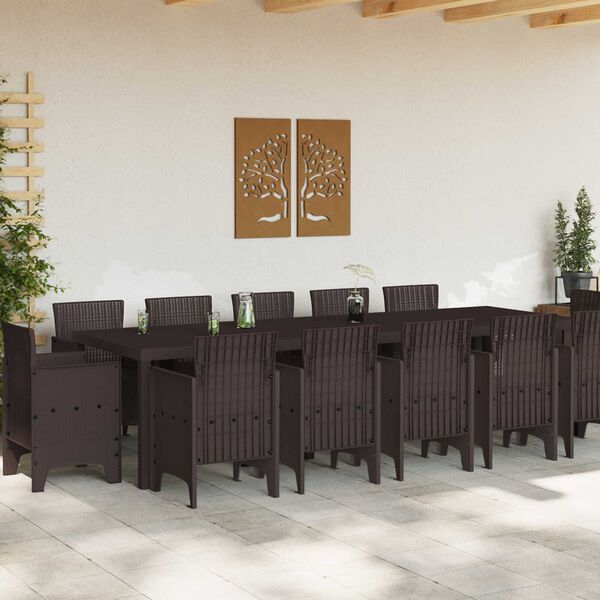 vidaXL Garden Dining Set 13 pcs Brown Poly rattan