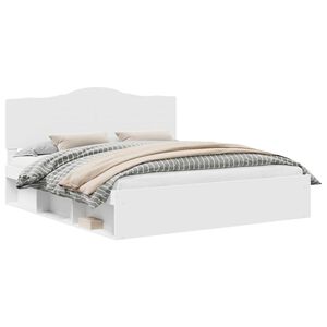 vidaXL Bed Frame with Headboard White 200 x 200 cm Solid Pine Wood