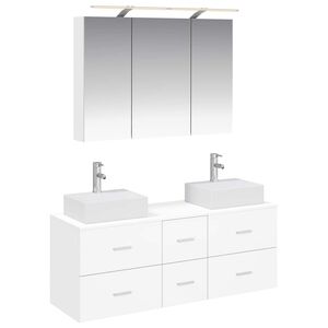 vidaXL Bathroom Furniture Set 4 pcs White Engineered Wood and Glass
