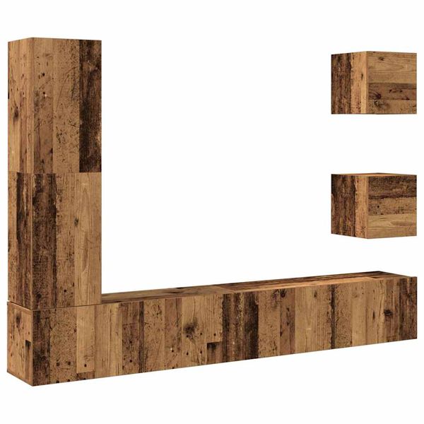 vidaXL 5 Piece TV Cabinet Set Wall-mounted Old Wood Engineered Wood