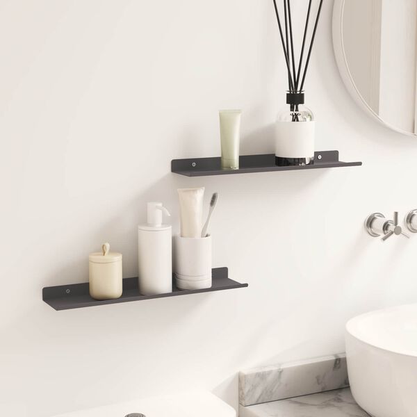 vidaXL Floating Shelf Wall-mounted 2 pcs Black 40 x 8.5 x 2.5 cm Steel