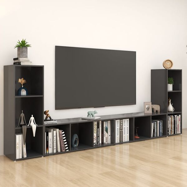 vidaXL TV Cabinets 4 pcs Grey 107x35x37 cm Engineered Wood