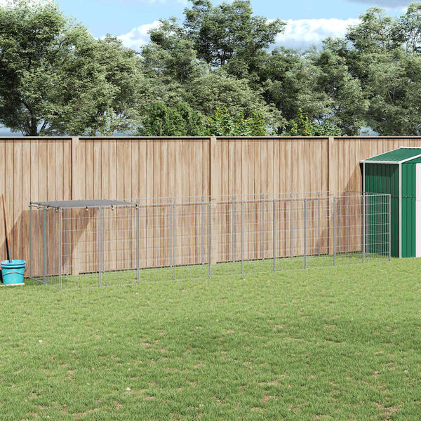 vidaXL Dog Kennel Silver 6.05 m² Steel