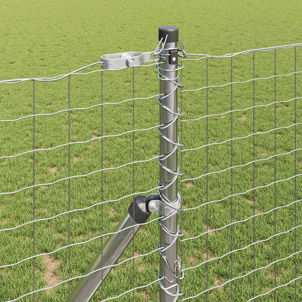 vidaXL Fence Post 2 pcs Silver Powder-coated steel