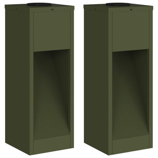 vidaXL Solar Led Pathway Light 2 pcs Olive Green Cold Rolled Steel