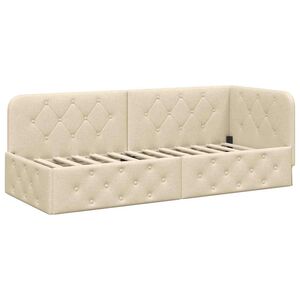 vidaXL Corner Bed Frame with Headboard Cream 80 x 200 cm Fabric