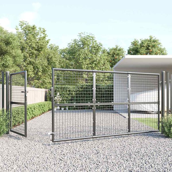 vidaXL Mesh Garden Gate Anthracite 350x125 cm Galvanised Steel