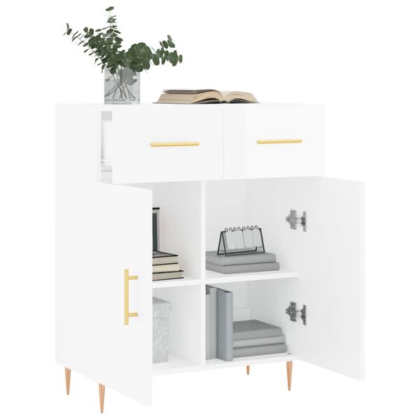 vidaXL Sideboard High Gloss White 69.5x34x90 cm Engineered Wood