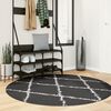 vidaXL Shaggy Rug PAMPLONA High Pile Modern Black and Cream &Oslash; 160 cm