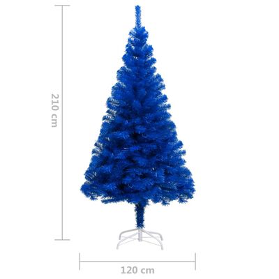 vidaXL Artificial Pre-lit Christmas Tree with Ball Set Blue 210 cm PVC