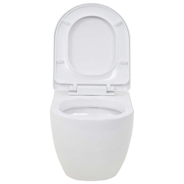 vidaXL Wall-Hung Toilet with Concealed Cistern Ceramic White
