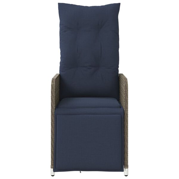 vidaXL Reclining Garden Chairs 2 pcs with Cushions Grey Poly Rattan