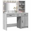 vidaXL Dressing Table with Mirror Lights 2 pcs Grey Engineered Wood