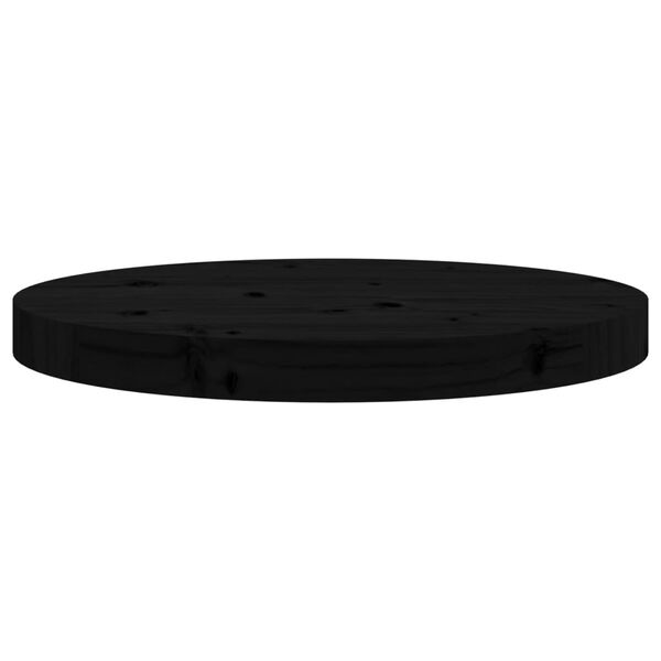 vidaXL Table Top Round Black &Oslash;40x3 cm Solid Wood Pine