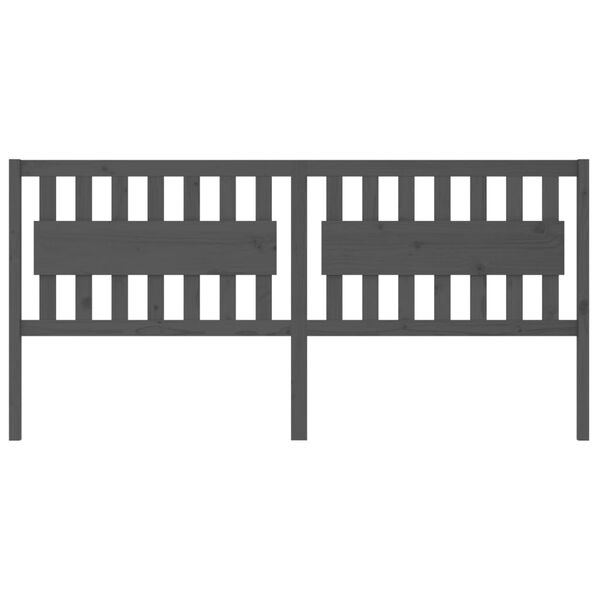 vidaXL Bed Headboard Grey 205.5x4x100 cm Solid Wood Pine