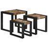 vidaXL Nesting Tables Brown and black Solid Reclaim wood