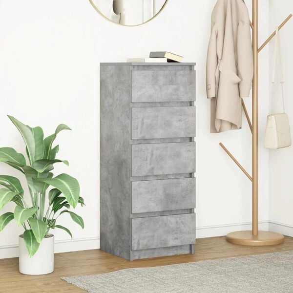 vidaXL Sideboard with Drawers Concrete Grey 37.5x35x99 cm Engineered Wood