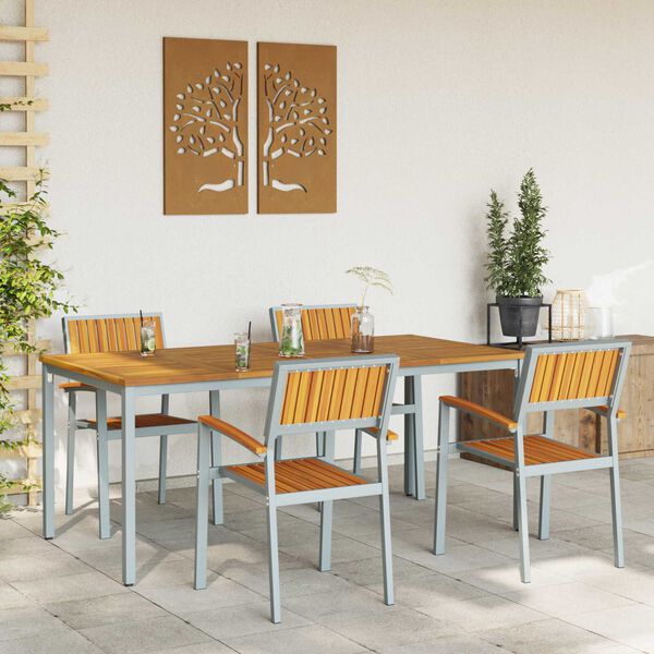 vidaXL Garden Dining Set 5 pcs Grey and brown