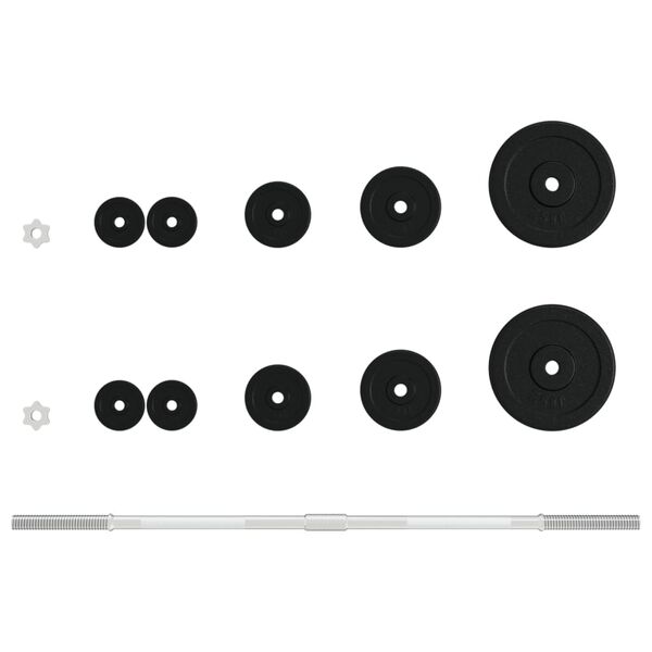 vidaXL Barbell with Plates Set 30 kg Cast Iron