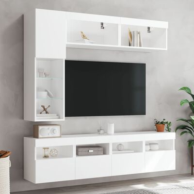vidaXL 7 Piece TV Wall Cabinet Set with LED Lights White