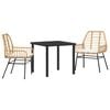 vidaXL Garden Dining Set 3 pcs Brown Poly Rattan