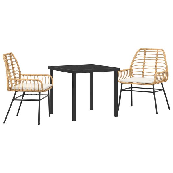 vidaXL Garden Dining Set 3 pcs Brown Poly Rattan