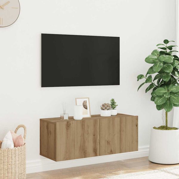 vidaXL Wall Mounted TV Cabinet Artisan Oak 80x30x30 cm Engineered Wood