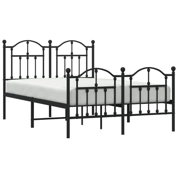 vidaXL Metal Bed Frame without Mattress with Footboard Black 120x200cm