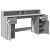 vidaXL Desk with LED Lights Grey Sonoma 160x55x91 cm Engineered Wood