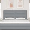 vidaXL LED Headboard with LED Strip Lights Light grey 180 cm Fabric