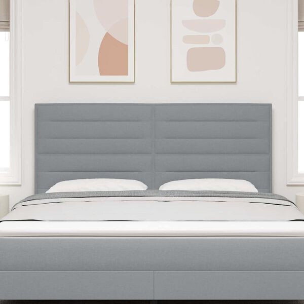 vidaXL LED Headboard with LED Strip Lights Light grey 180 cm Fabric