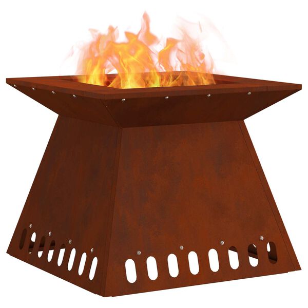 vidaXL Fire Pit Brown 48 x 48 x 40 cm Weathering Steel