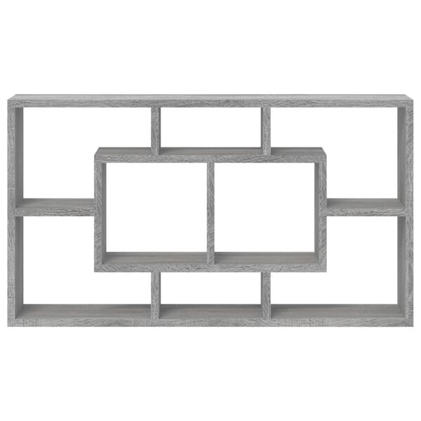 vidaXL Wall Display Shelf 8 Compartments Grey Sonoma