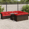 vidaXL 11 Piece Garden Sofa Set with Cushions Brown Poly Rattan Acacia