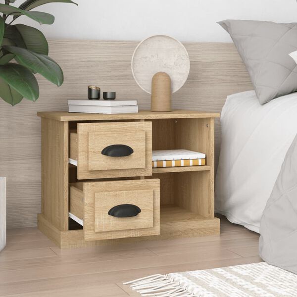 vidaXL Bedside Cabinet Sonoma Oak 60x35.5x45 cm