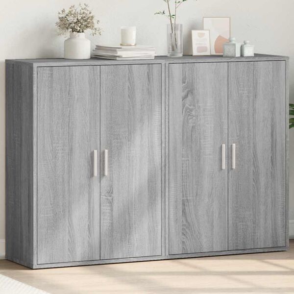 vidaXL Sideboards 2 pcs Grey Sonoma 60x31x84 cm Engineered Wood