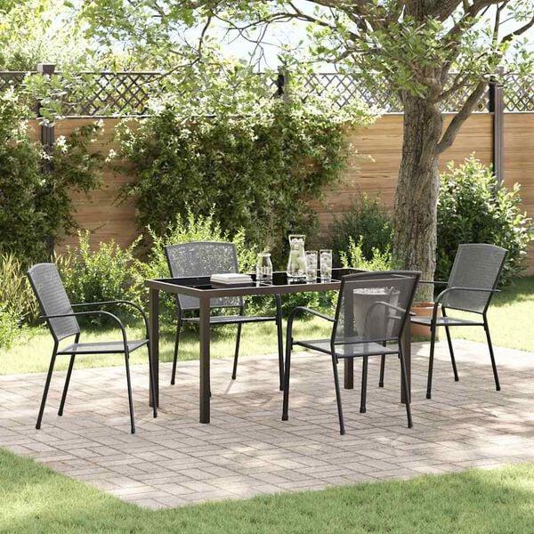 vidaXL Garden Dining Set 5 pcs Anthracite Powder-Coated Steel