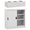 vidaXL Sliding Door Cabinet with Planter Box Light Grey Steel