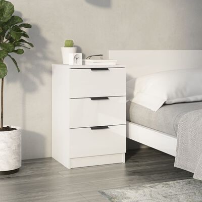 vidaXL Bedside Cabinet High Gloss White 40x36x65 cm