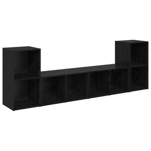 vidaXL TV Cabinet Set 4 pcs Black Oak Engineered Wood